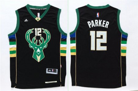 Maillot De Basket Milwaukee Bucks Jabari Parker 12 2015-16 Season Tissus Sportif Fans Edition Noir